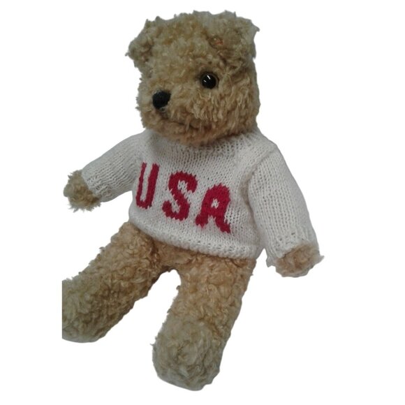 Baby Curly Attic Treasure USA sweater Teddy Bear Stuffed Animal - Picture 3 of 9